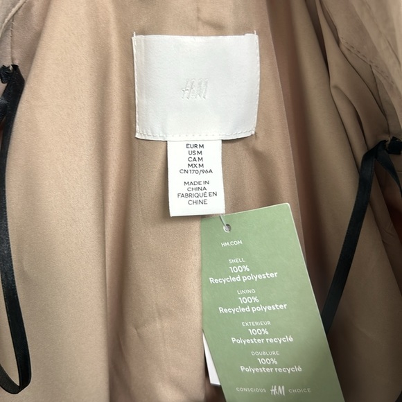 NWT H&M MIDI LENGTH KHAKI TRENCH COAT SZ M - Picture 7 of 8